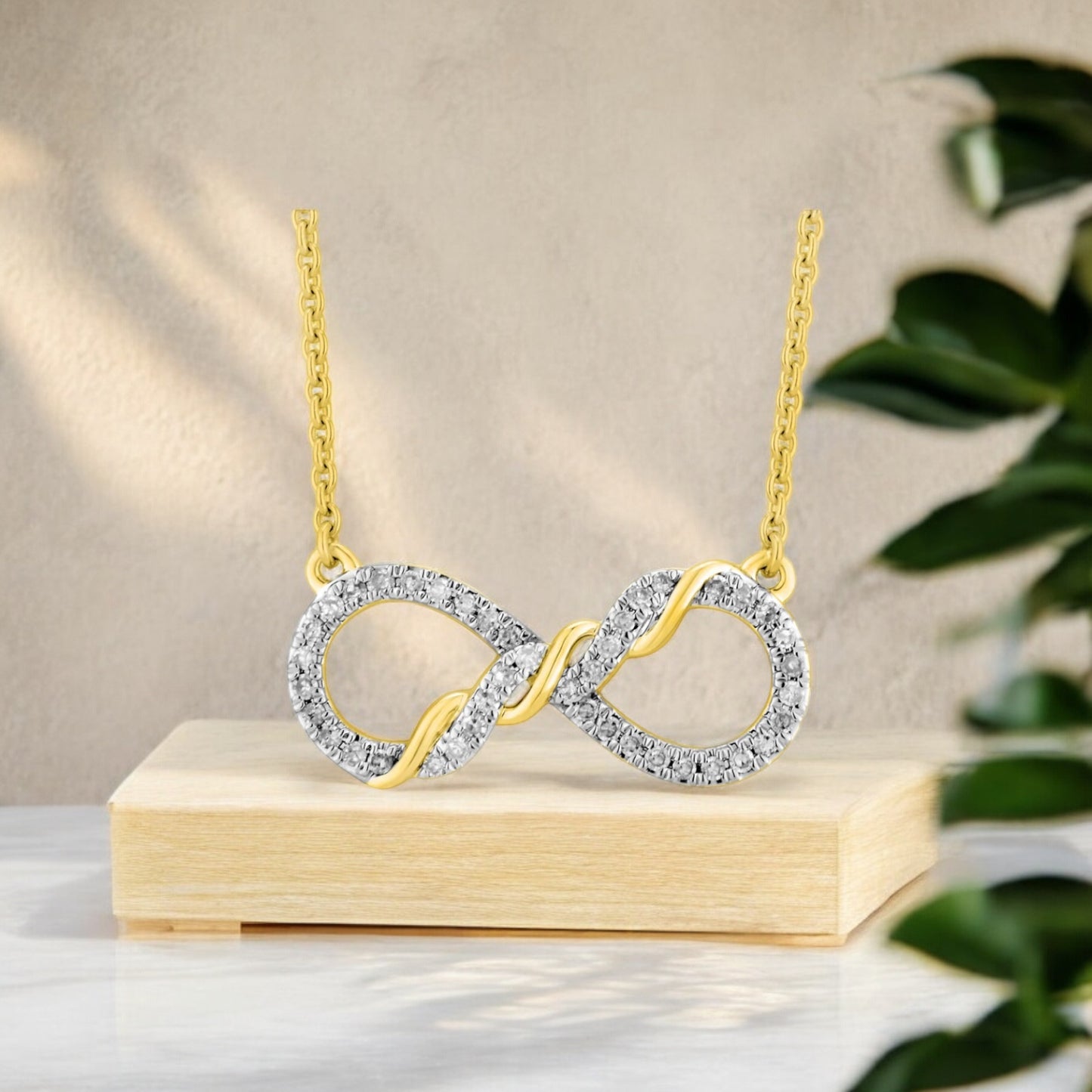 14K Solid Gold 0.22ctw Diamond Infinite necklace