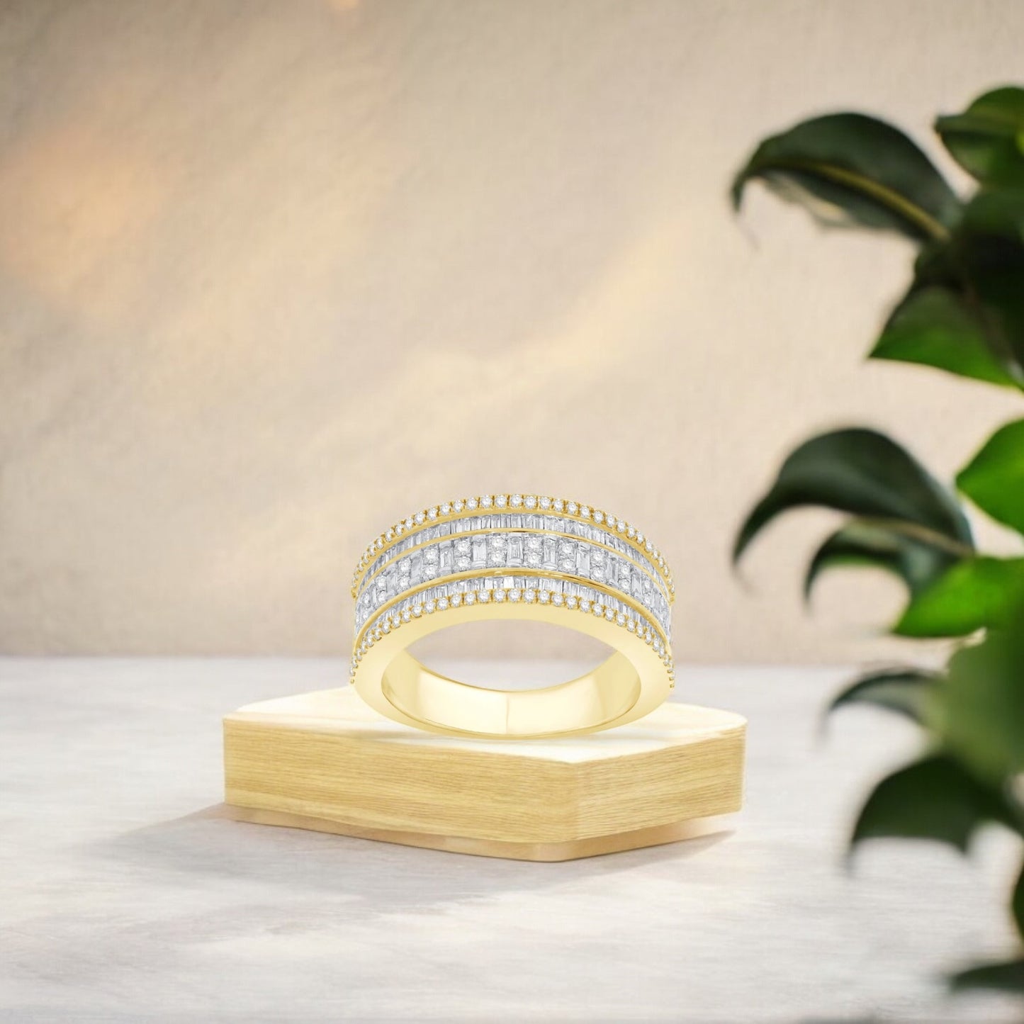 14K Solid Gold 0.42ctw Diamond Mens Rings