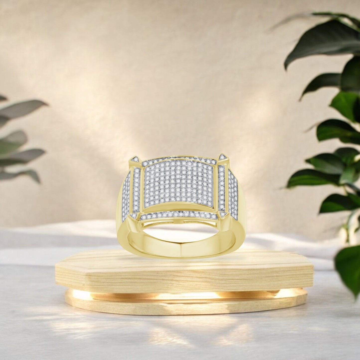 14K Solid Gold 0.63ctw Diamond Mens Rings