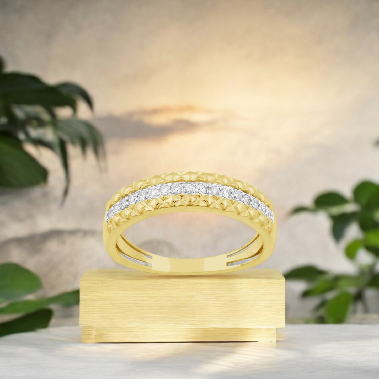 14K Solid Gold 0.42ctw Diamond Mens Rings
